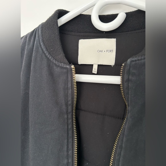 Oak+fort long bomber cotton jacket, navy color, size Small - Picture 5 of 9